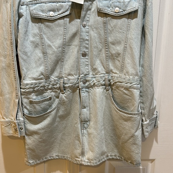 NWT Zara light Denim Short Mini Dress size large - Picture 3 of 9